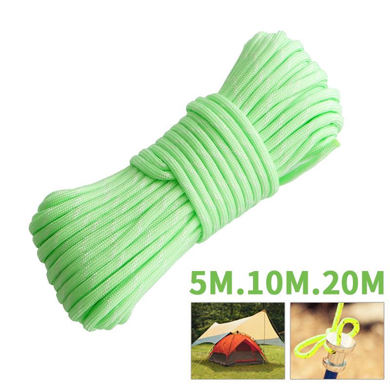 Outdoor Tent Accessory: 10M Reflective Rope, 5mm Thick, Ground Pegs, Windproof Guyline, Clothesline, Awning