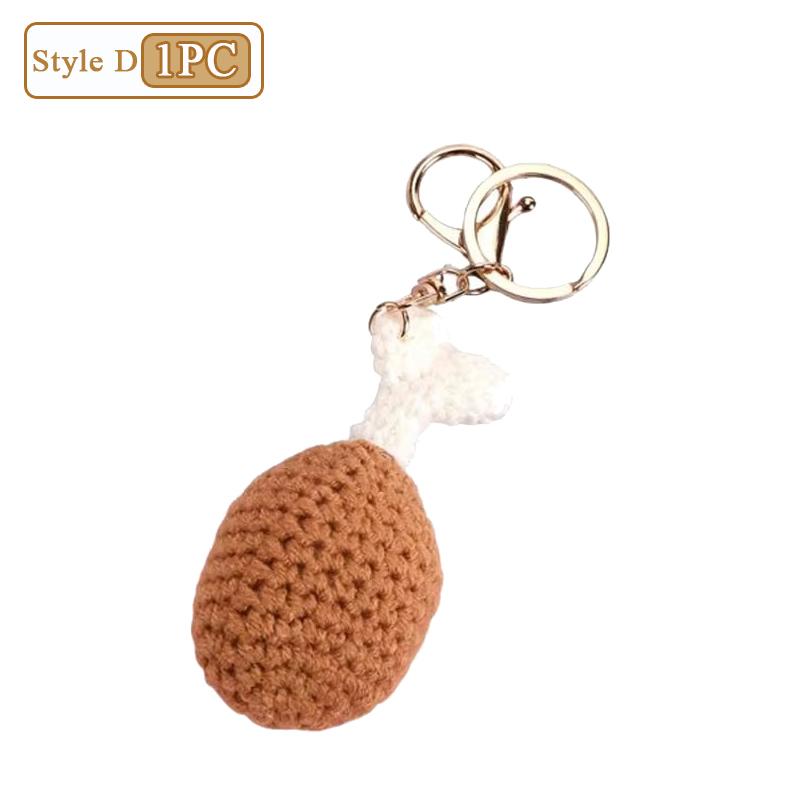 

1-10PCS Creative Knit Keychain Cartoon DIY Burger Ice Cream Pendant Keychain Charms Handmade Pendant for Girl Cute Gift