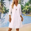 BITCED Fashion Summer Spring Solid Color Print 1/2 Sleeves  V-Neck Casual Dresses