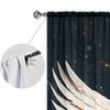 Cortina estampada com asas de anjo 2 peças para decoração de casa - tratamento de janela com bolso de haste para quarto, escritório, cozinha, sala de estar e escritório