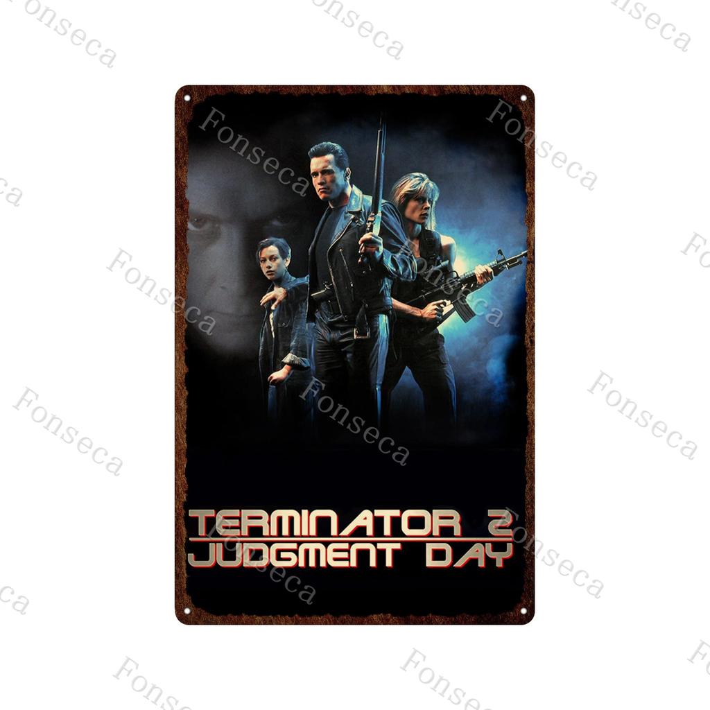 Terminator 2 Movie Metal Poster Tin Sign Classic Movies The Terminator Metal Plates Home Decoration Wall Art Iron Paining