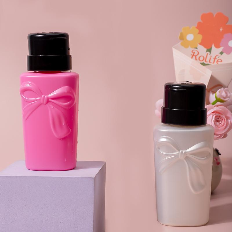 Push Down Plastic Bow Empty Pump Dispenser For Nail Polish Alcohol Makeup Remover Refillable Bottle Liquid Cleanser Storage