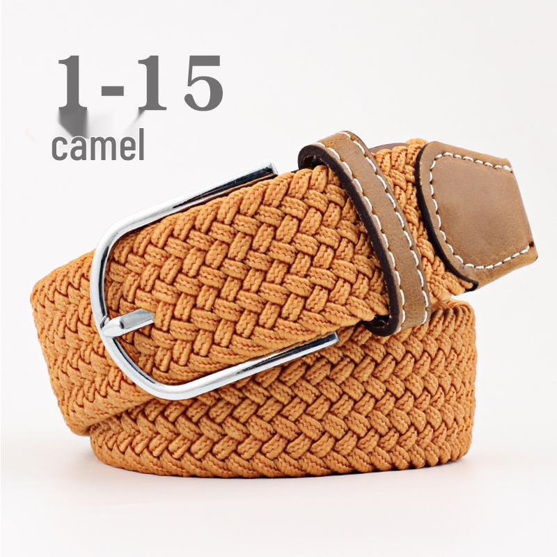 חגורת בד אלסטית יוניסקס עם אבזם פין - אבזם אריגה קז'ואל מתיחה עם הדגש עור