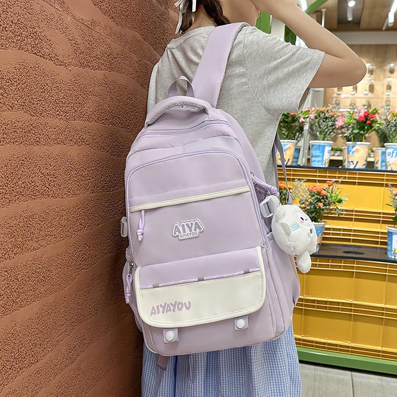 School Letter Girls Backpack Large Capacity Casual Travel Bag For Use Daily