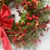 Mini Christmas Wreath With LED Lights Red Berries Eucalyptus Decor Holiday Home Door Wall