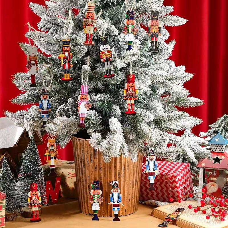 20Pcs Nutcracker Soldier Wooden Pendant Christmas Tree Hanging Ornaments Decoration for Home Navidad 2026 New Year Kids Gift
