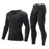 2 Pcs Autumn/Winter Men's Sports and Leisure Warm Underwear Set Comfortable Large Stretch Athlete Round Neck Top Versatile Pants