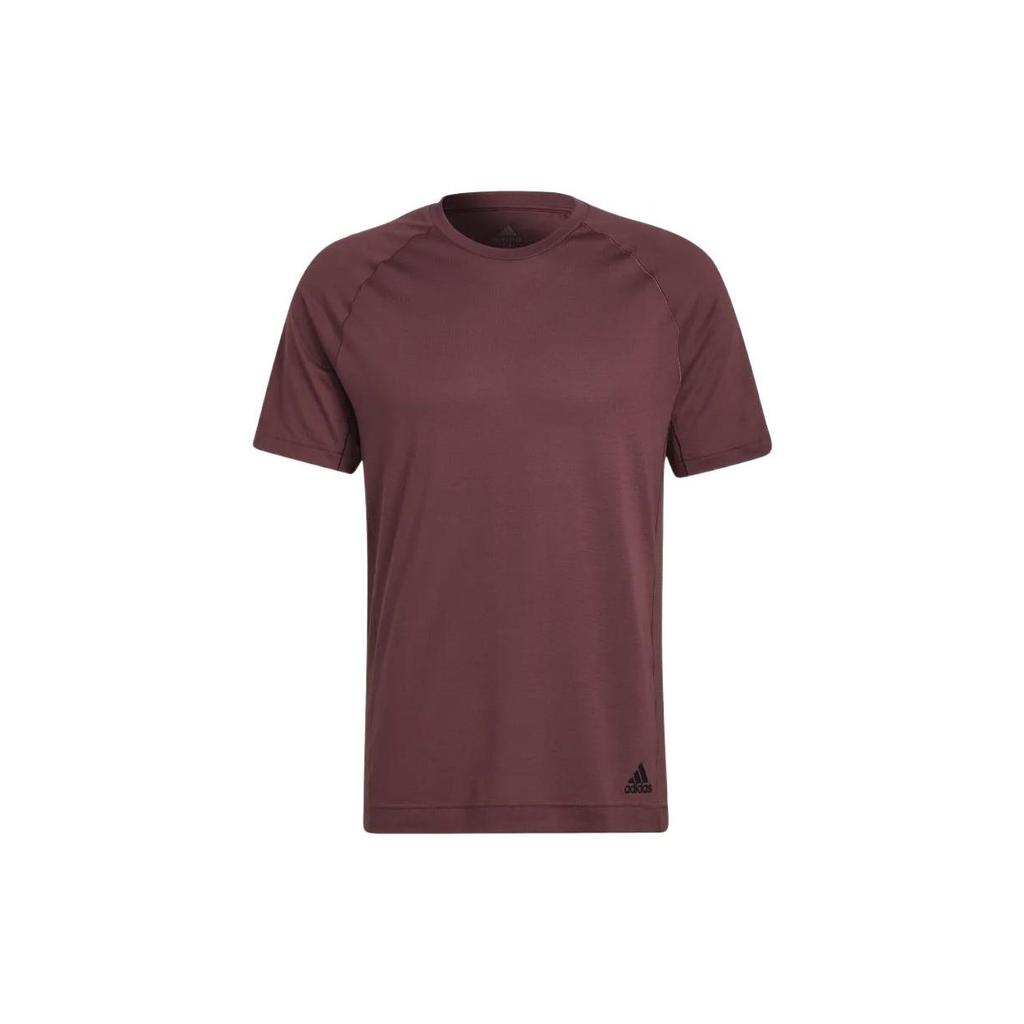 Adidas T Shirts Men's Burgundy Crew Neck Moderate Straight Fit HC2642