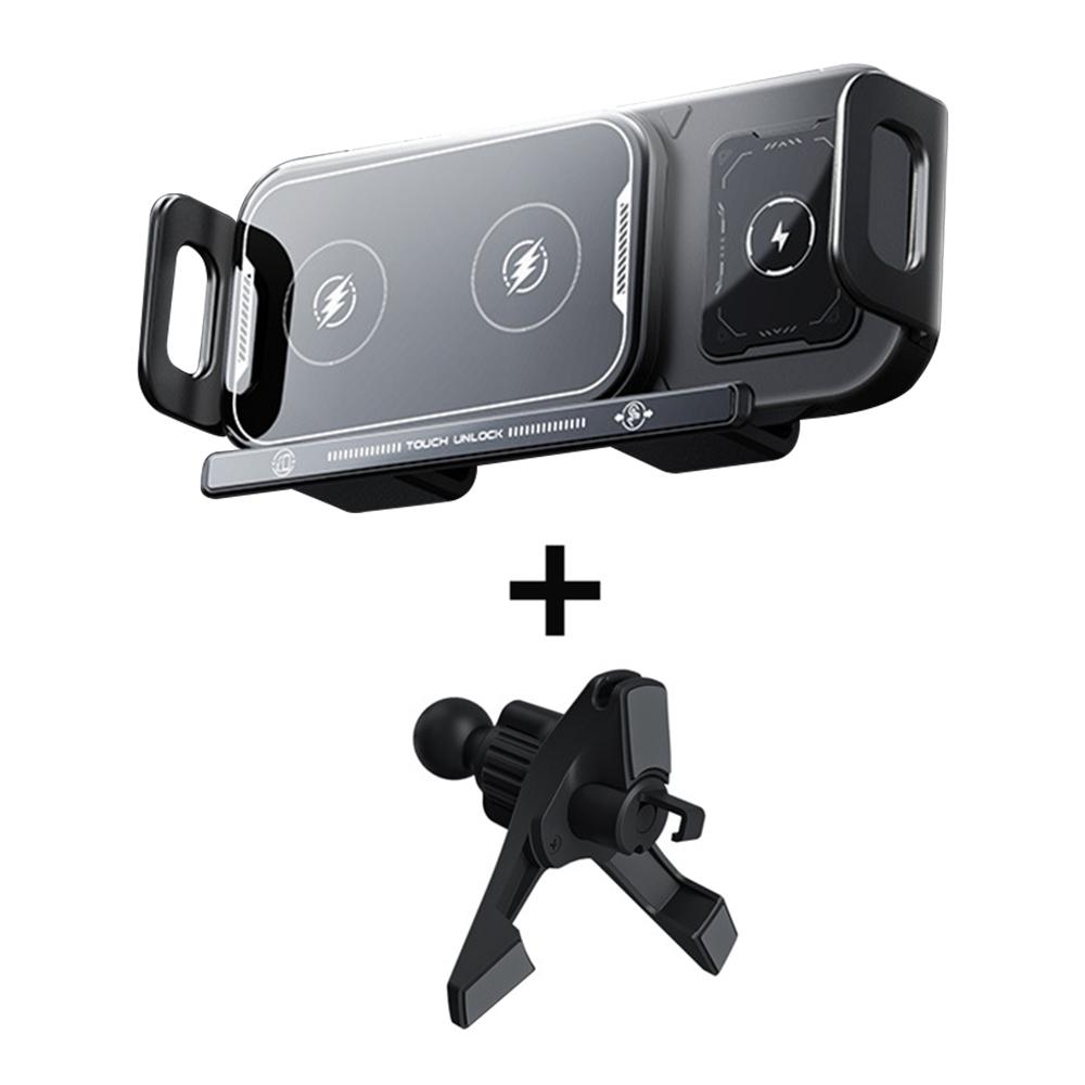 15W Universal Car Phone Holder Wireless Charger 360° Rotation Mount for Samsung Galaxy Fold 6 5 4 3 Z Flip Iphone 16 15 14 13 12