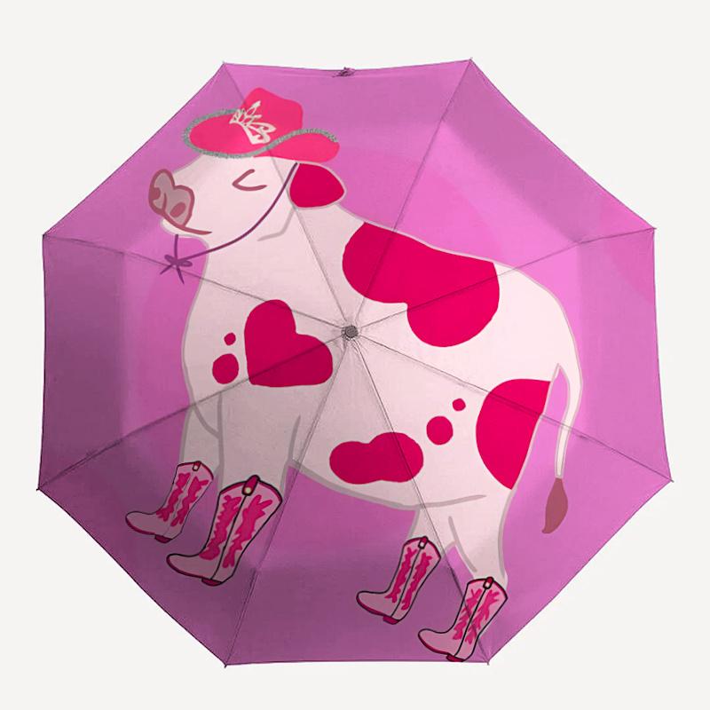 

1pc Cowgirl Cow Automatic Open/close Umbrella, 8-Rib sturdy structure, Portable Travel Umbrella, Parties, Everyday Useb021