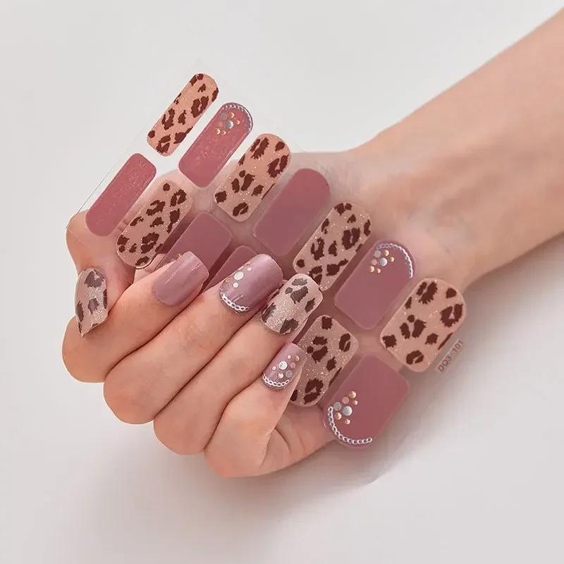 Semi Cured Gel Nails Art Stickers Fashion Solid Manicure Decal UV LED Lamp Need Gel Nail Decals Nail Sticker Decoration