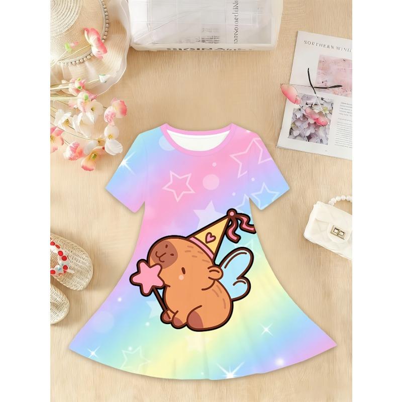 Girls' Sweet Princess Dress | Party and Everyday Wear, Lightweight Spring/Summer, Short Sleeve,