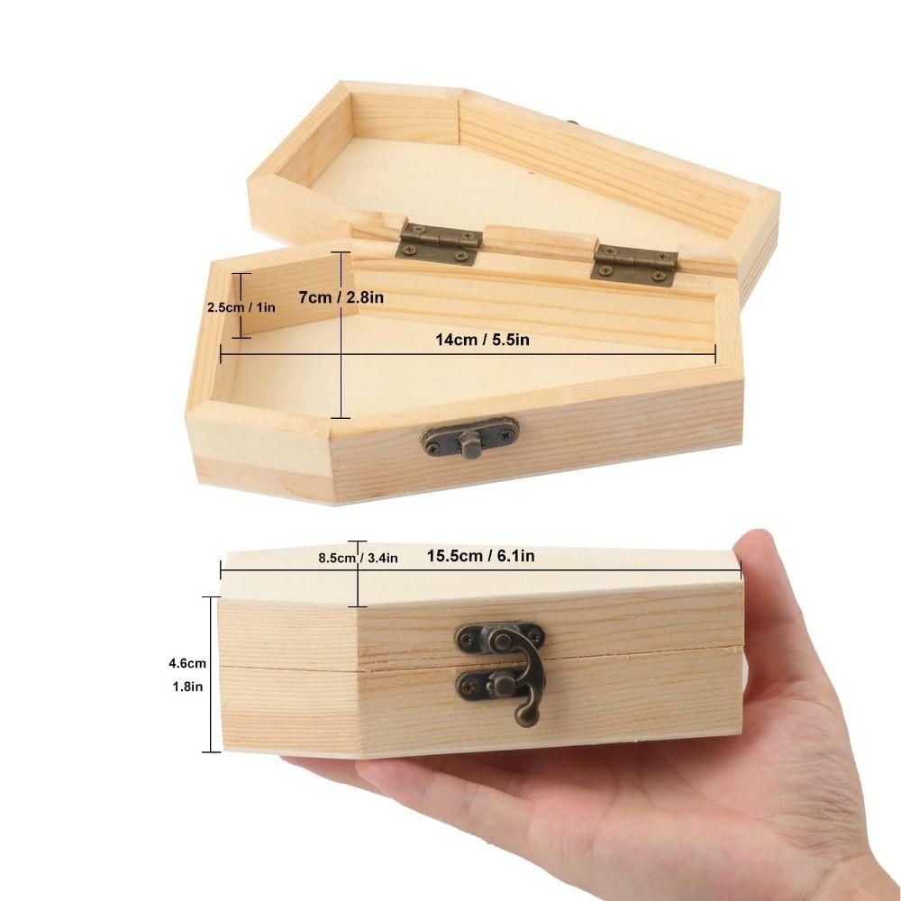 Einzigartige Holz Holz Sarg Box mit Schloss Halloween Gotische Aufbewahrungsbox Sargform Süßigkeiten Aufbewahrungsbox Schmuck Süßigkeiten Aufbewahrung