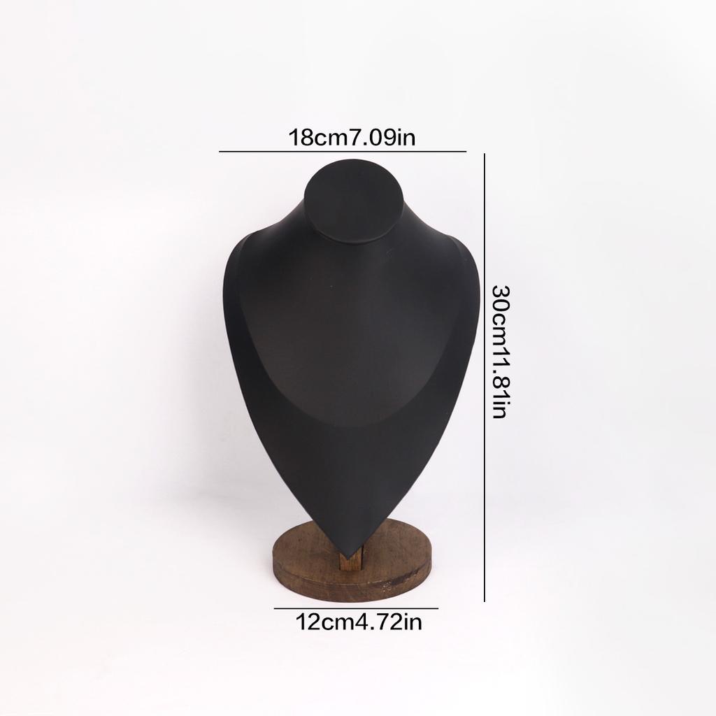Walnut Color PU/Velvet Portrait Necklace Display Jewelry Display Stand Jewelry Mannequin Bust Necklace Pendant Window Display