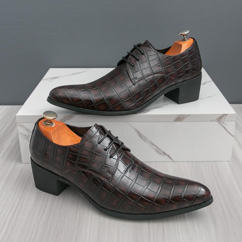 Fashion Fashion Men Leather Oxford Shoes Street Style Men's Business Shoes Elegantes Derby Shoes High Heels Man Casual Footwear Sneakers