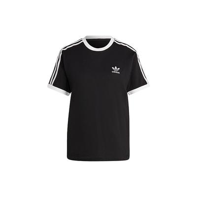 Adidas Originals Adicolor Classics Marke Logo Drei Streifen Sportlich Lässig Kurzarm Rundhals T-Shirt Damen Oberteile Schwarz IB7407
