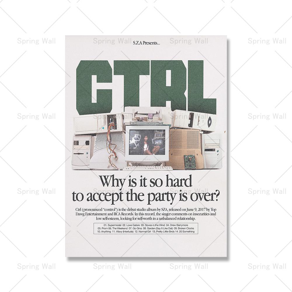 

Винтажный рэпер, скандинавский поп-постер, хип-хоп-альбом, обложка музыкального певца SZA CTRL Records, холст, картина, настенное искусство, декор для спальни девушки 21x30cm No Framed