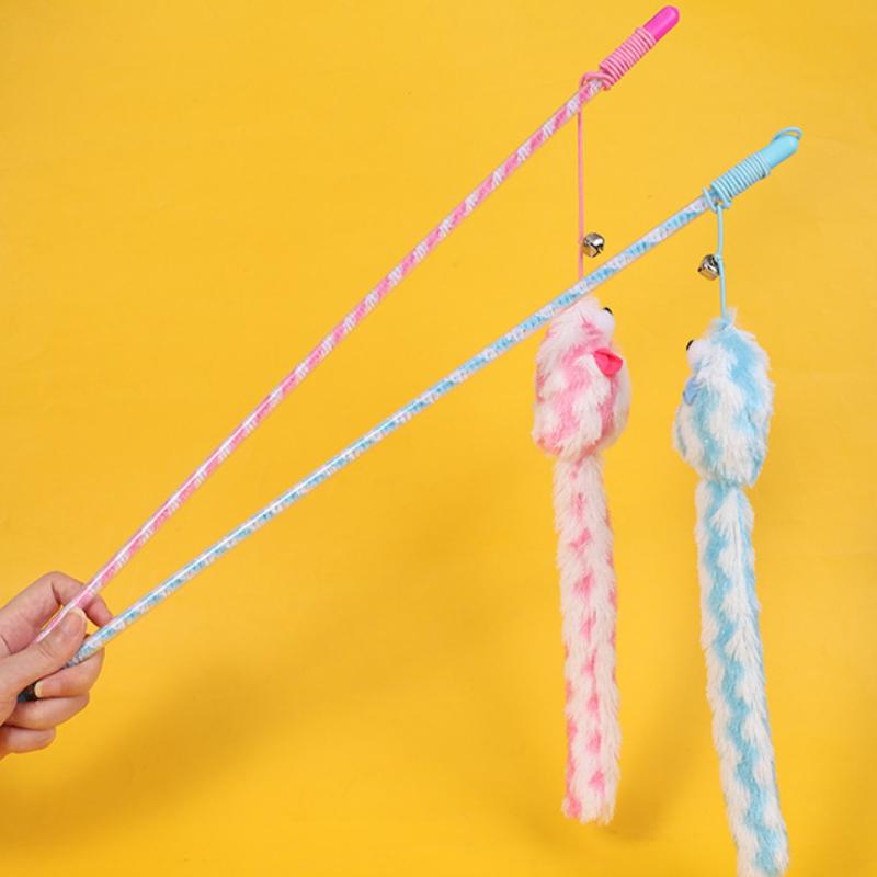 1Pc Cat Teasing Stick with Long Tail Mouse Design, Multicolored Interactive Cat Toy, High-Quality Interactive Cat Supplies
