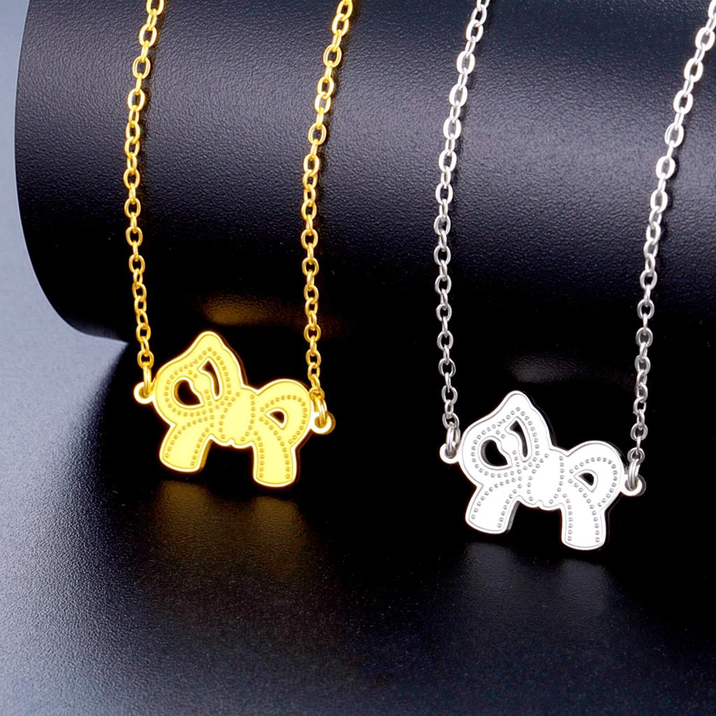 Romantic Bowknot Necklace Dainty Horse Pendant Necklace Cute Pony Necklace for Women Minimalist Animal Jewelry Gift for Her