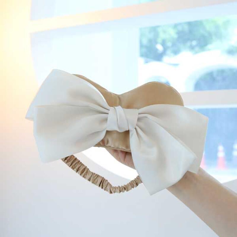Silk King Ribbon Sleep Mask 2 colors Silk Sleep Mask - Beige