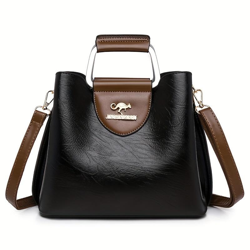 Perfect lady elegant large-capacity tote bag, adjustable shoulder strap, synthetic leather handbag for commuting and travel