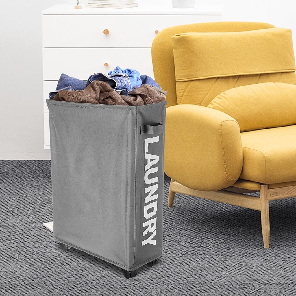 Portable Clothes Organizer Storage Basket Foldable Dirty Laundry Basket with Caster Wheels  High Capacity Laundry Bags Hamper