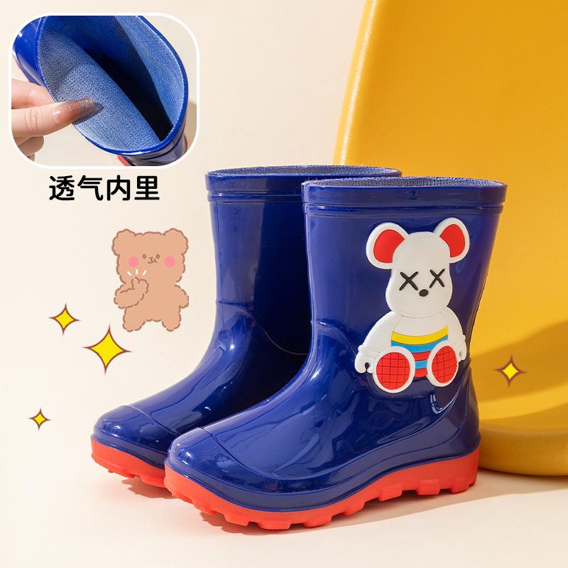 Children's cartoon rain boots for boys and girls, non-slip rain boots, slip-on shoes for kindergarten students, waterproof shoes for kids and
