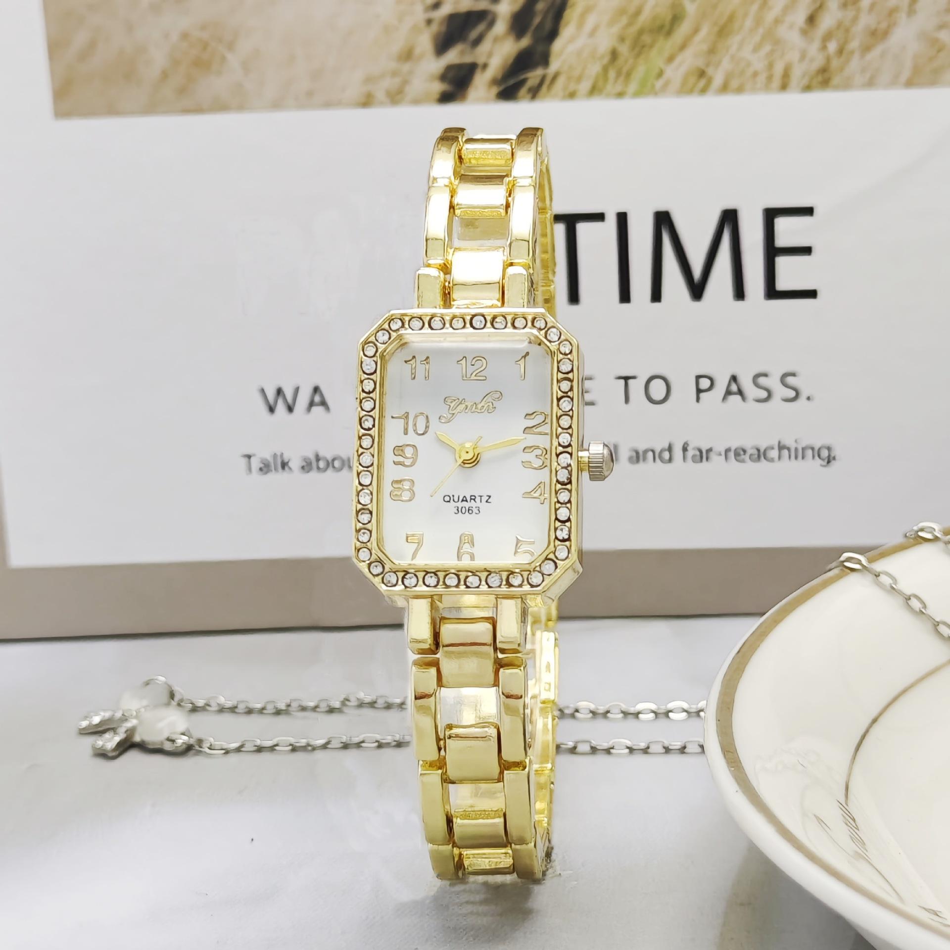 

Жіночий діамантовий кварцовий годинник - Точний механізм, Елегантний дизайн, Повсякденний годинник золотий