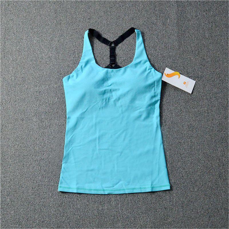 

Women s Yoga Vest Tight Quick-Drying with Chest Pad Fitness Sports Top Open Back Camisole Sexy Blue B5 Clear Blue L