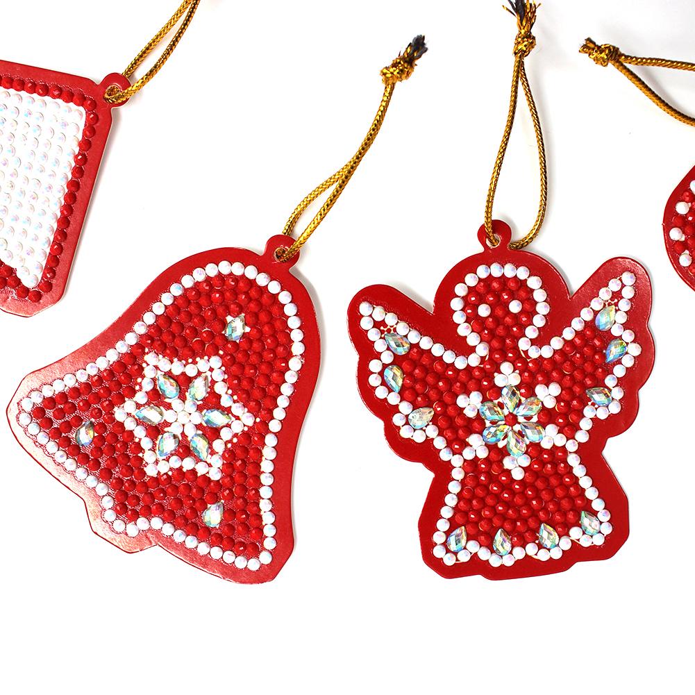 10/12PCS Christmas Tree Pendant Hanging Ornament DIY Diamond Painting Keychain Bag Pendant Xmas Gifts Home Christmas Decoration