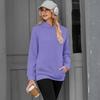 Women's Casual Color Pullover Hoodie with Drop Shoulders and Long Sleeves for Everyday Wear