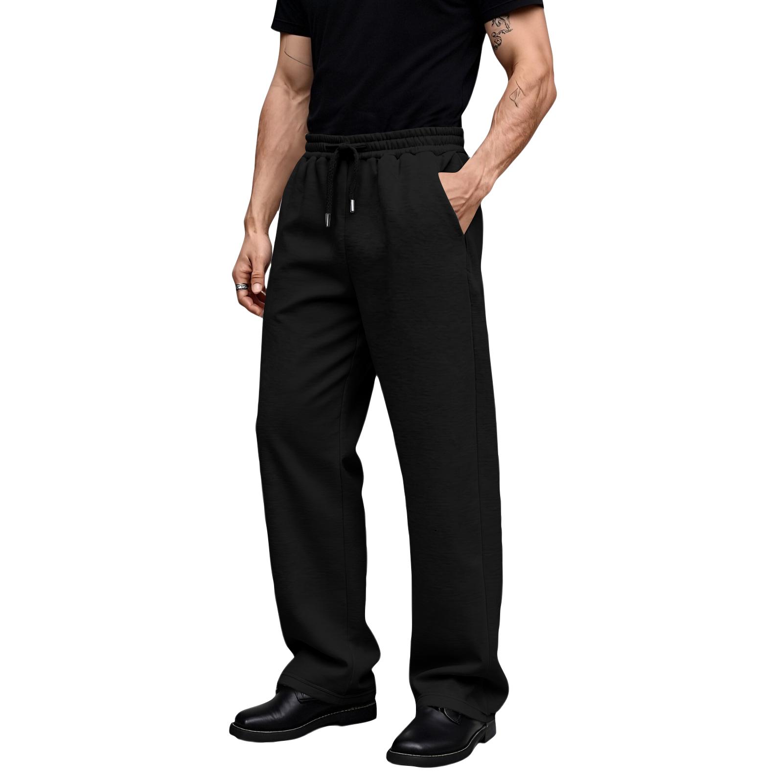 

Мужские повседневные спортивные брюки с кулиской, прямые, флисовые XXXL чёрный