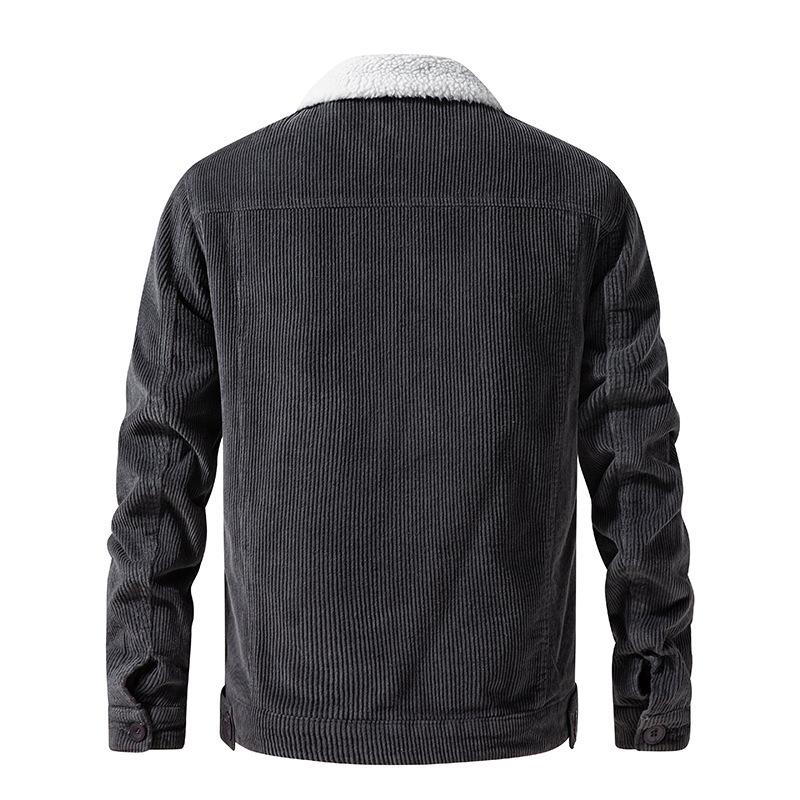 Young Men's Multi-bag Winter Loose Retro Pure Cotton Velvet Corduroy Jacket Warm Cotton-padded Jacket