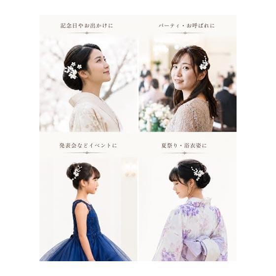 Hair Accessories U-Pin Hair Clips Flower Pearl Beads Headpiece for Wedding, Coming of Age Ceremony, Hinamatsuri, Graduation, Entrance Ceremony,