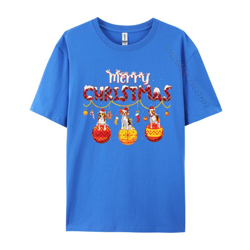 Beagle Dog Red Plaid Santa Merry Christmas Tshirt Print Casual Slim Fit Tshirt Top Graphic Tee Cotton
