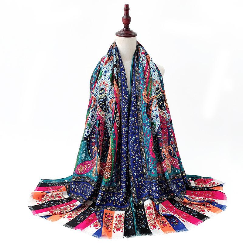 Женский шаль-шарф в богемном стиле с цветочным принтом кешью, дышащий, тонкий, для путешествий, пляжа, этнические шали, винтажные банданы, столы
