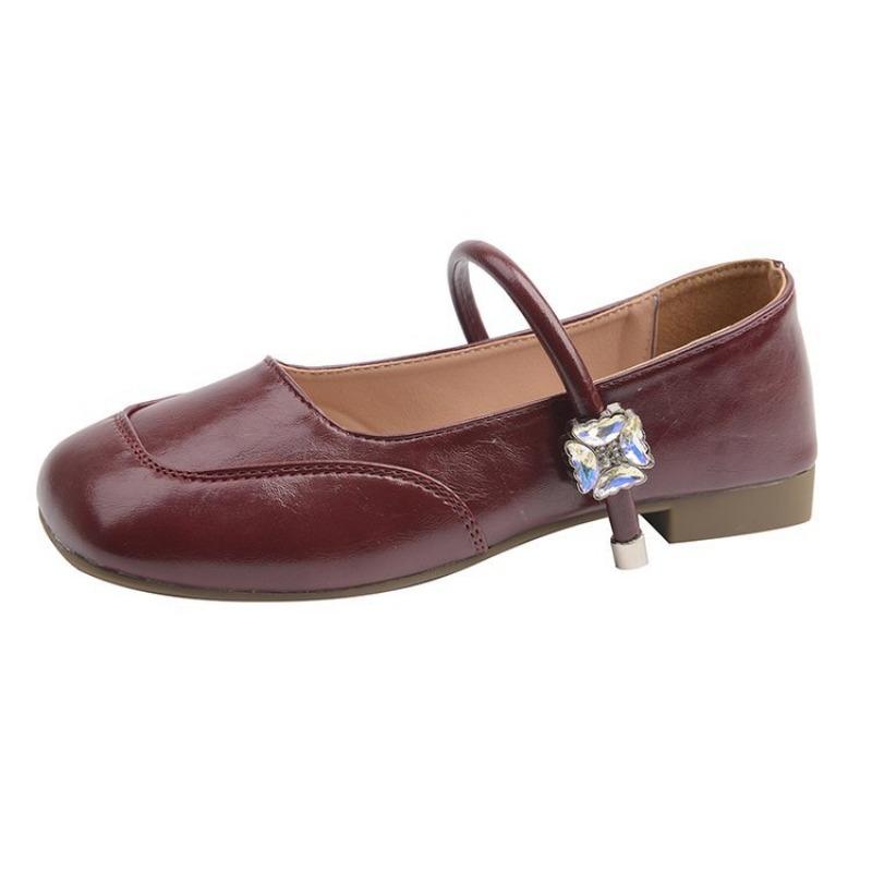 

Ретро туфли Мэри Джейн с квадратным носком на одной педали, новые одинарные туфли с пряжкой, студенческие туфли из маленькой кожи с мелким вырезом 40 бордовый