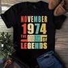 Novembre 1974 La Nascita di Leggende Magliette Vintage Unisex da Uomo e da Donna