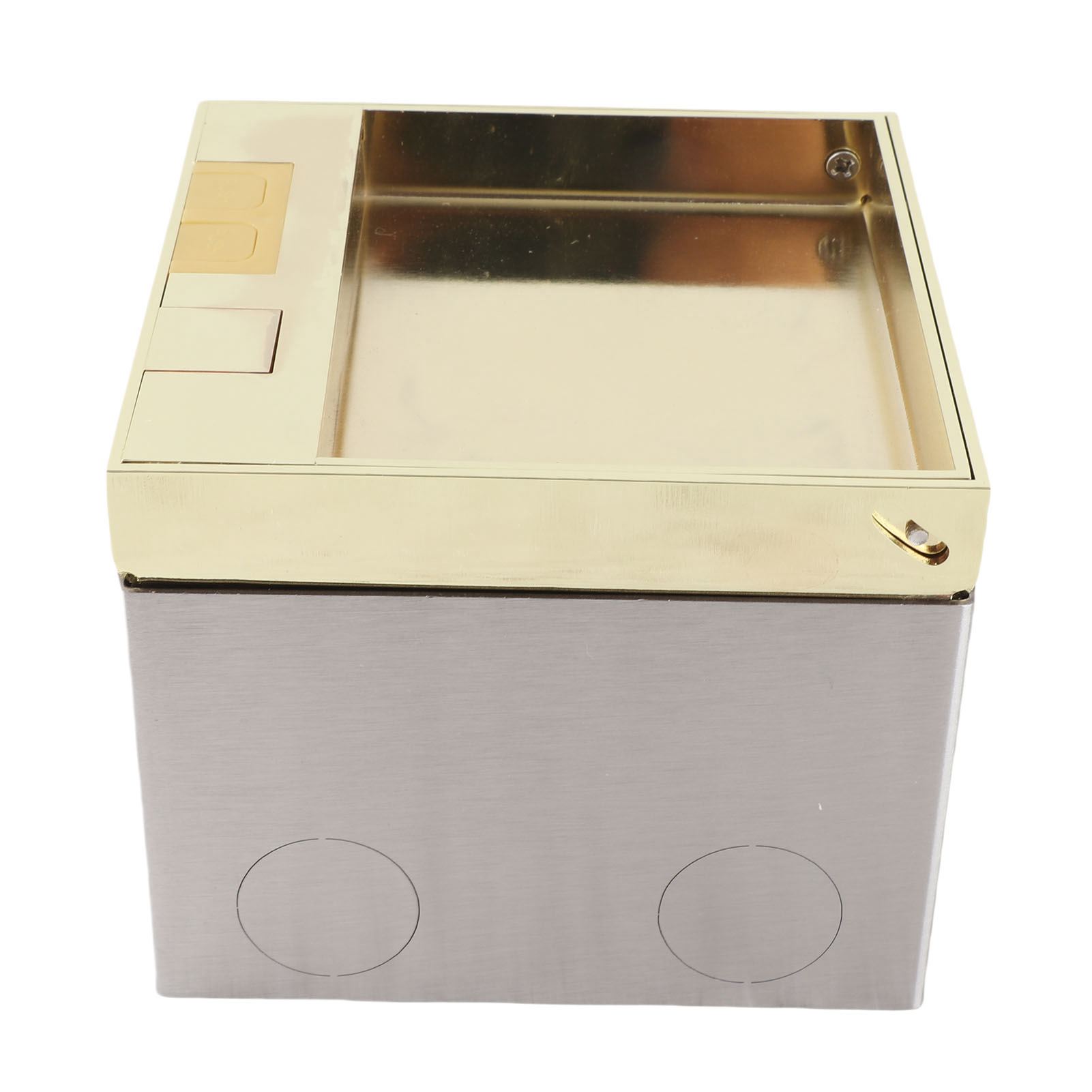 

Recessed Floor Socket 2 Prong Outlet and USB Port Stainless Steel Electrical Receptacle Box Kit