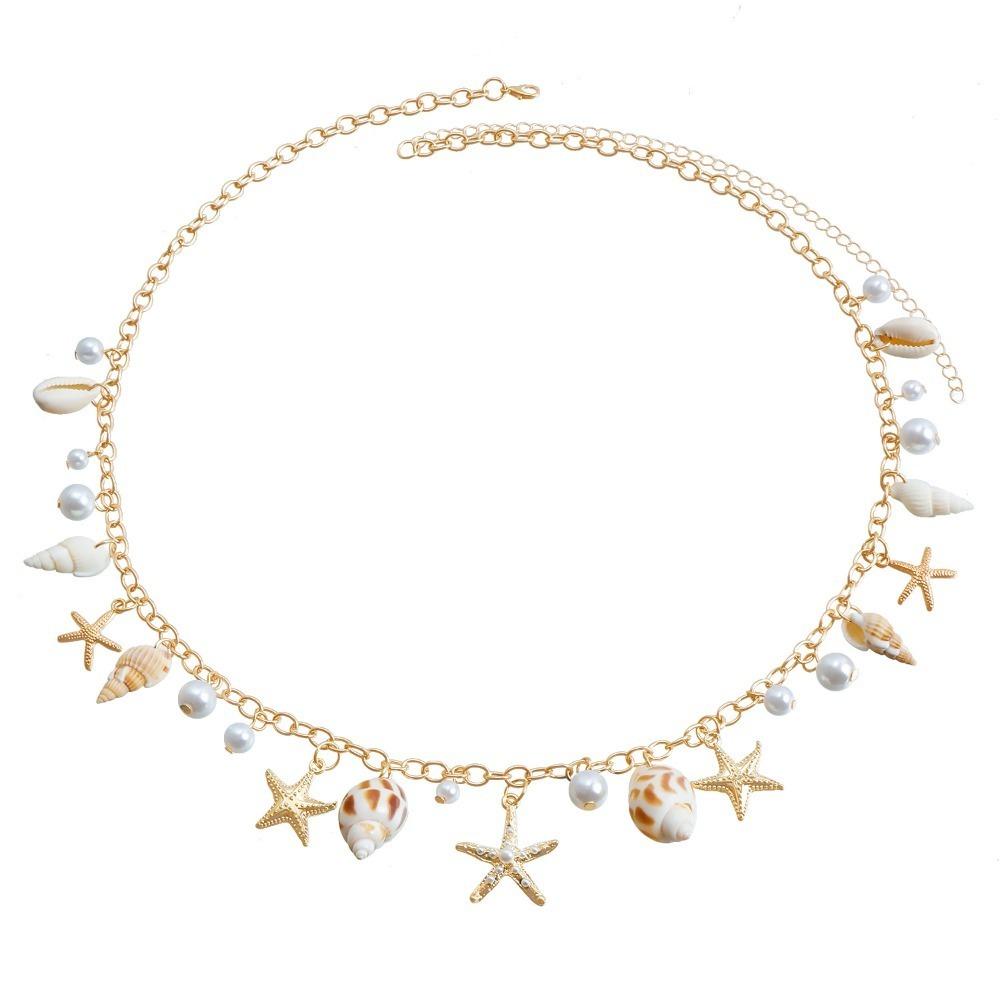 Sea Star Body Chain Imitation Pearl Shell Waist Link Summer Jewelry Accessories  for Women
