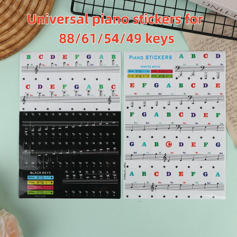 1 Set Beginner Letter Piano Sticker 88/61/54/49 Keys With Removable Colored Note Labels Piano Keyboard Stickers
