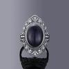 Vintage Style Moonstone Women Men's Ring, Silver-Plated Carved Pattern Oval Gemstone Ring, Retro Statement Finger Jewelry Gifts