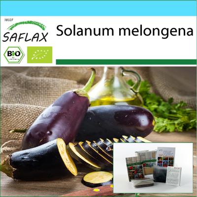 Geschenkset - Bio - Aubergine - Long Purple - 20 Samen - Mit Geschenkbox, Karte, Etikett und Pflanzsubstrat - Solanum melongena