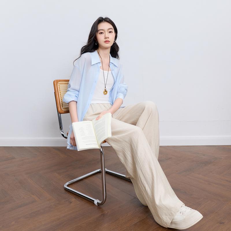 

Six Good Linen Wide-Leg Drape Pants - 2026 Spring Collection Women s Casual Trousers Medium