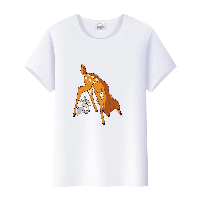 Mode Bluse Disney Cartoon Bambi Mädchen T-Shirts Sommer Crop Tops Ästhetisch Y2K Harajuku Kurzarm Kleidung Für Frauen T-Shirts