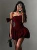2025 One-Shoulder Strapless Dress with Bow & Sequin Waist