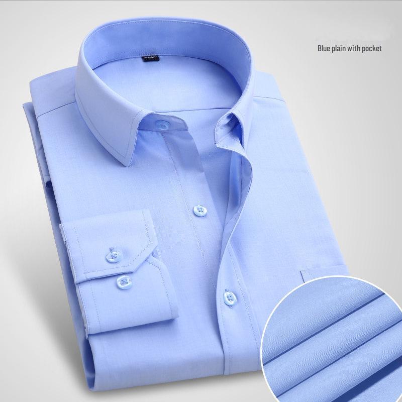 Men's Plus Size Slim Fit Long Sleeve White Shirt - Business Casual Autumn Wear