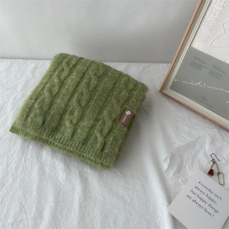 Korean Retro Pattern Wool Blend Scarf - Warm, All-Match, Unisex Winter Neckwear