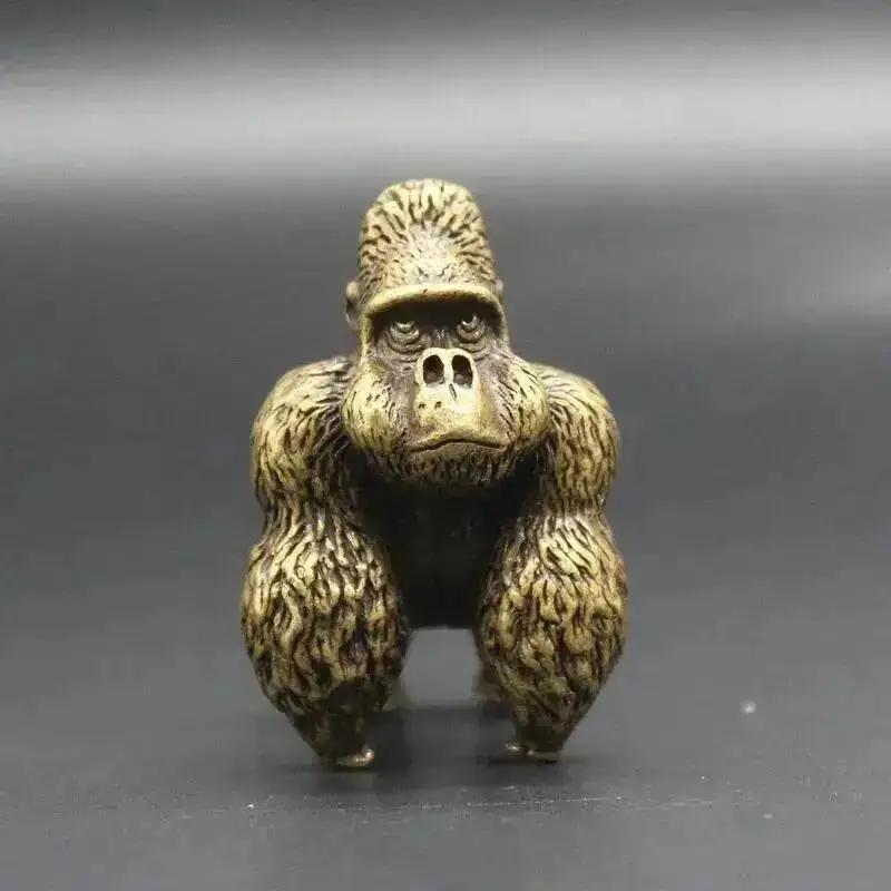 Exquisite Solid Copper Gorillas Small Ornament Copper Art Copper Pet Copper Handle Antique Micro Carving Antique Old Bronze Ware
