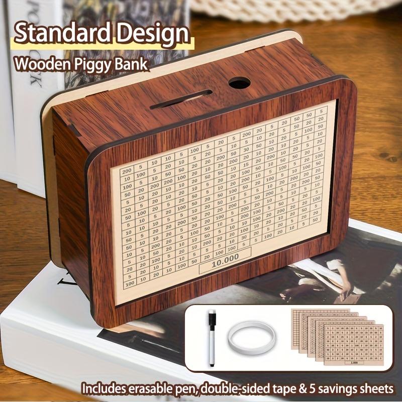 1pc Retro Wooden Piggy Bank Large Capacity Coin Box for Couple Savings Plan & Money Storage